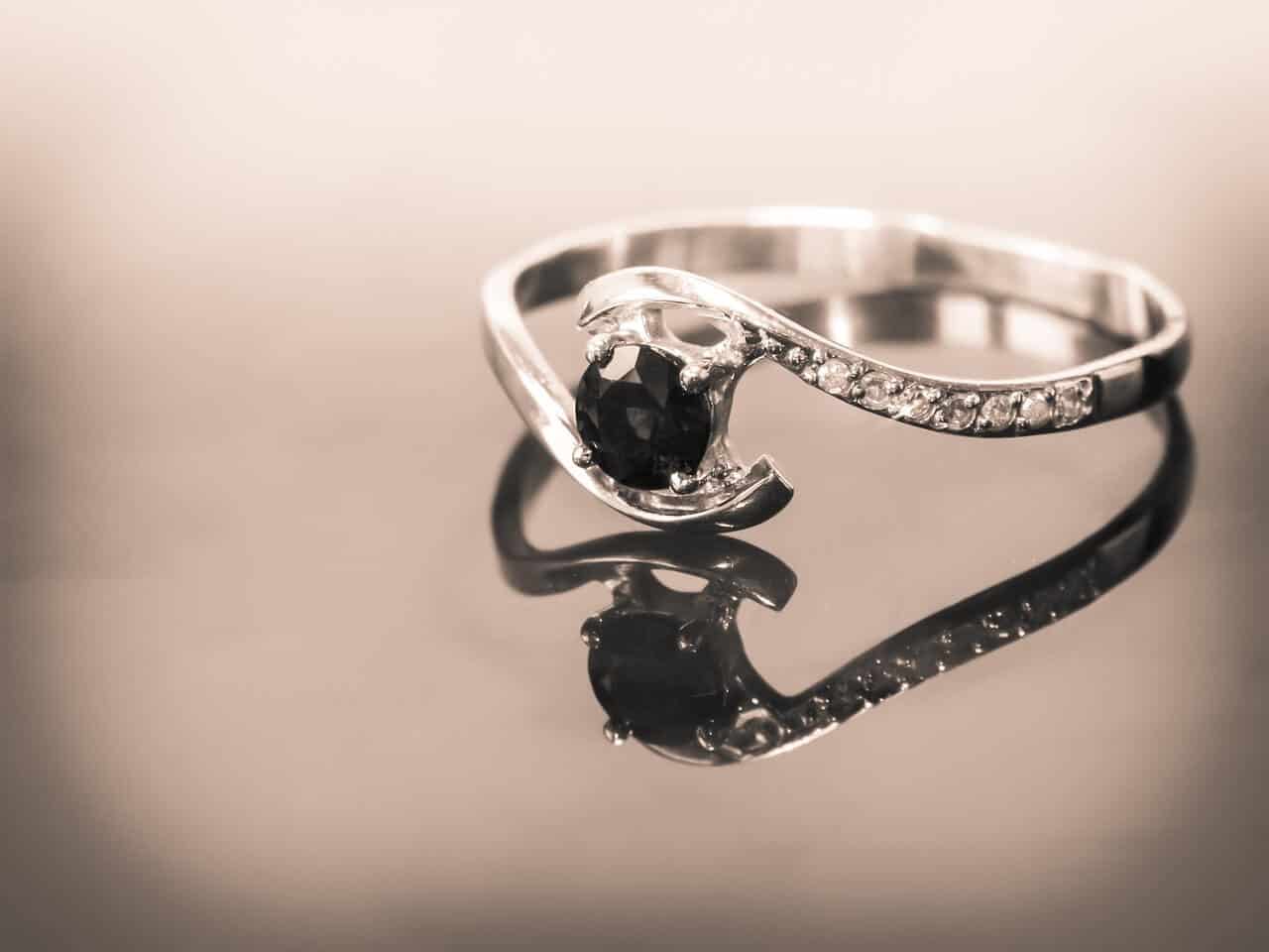 1 3/5 Ct. T.w. Oval Black Sapphire And 0.01 Ct. T.w. Diamond Ring Silver  (i3) : Target