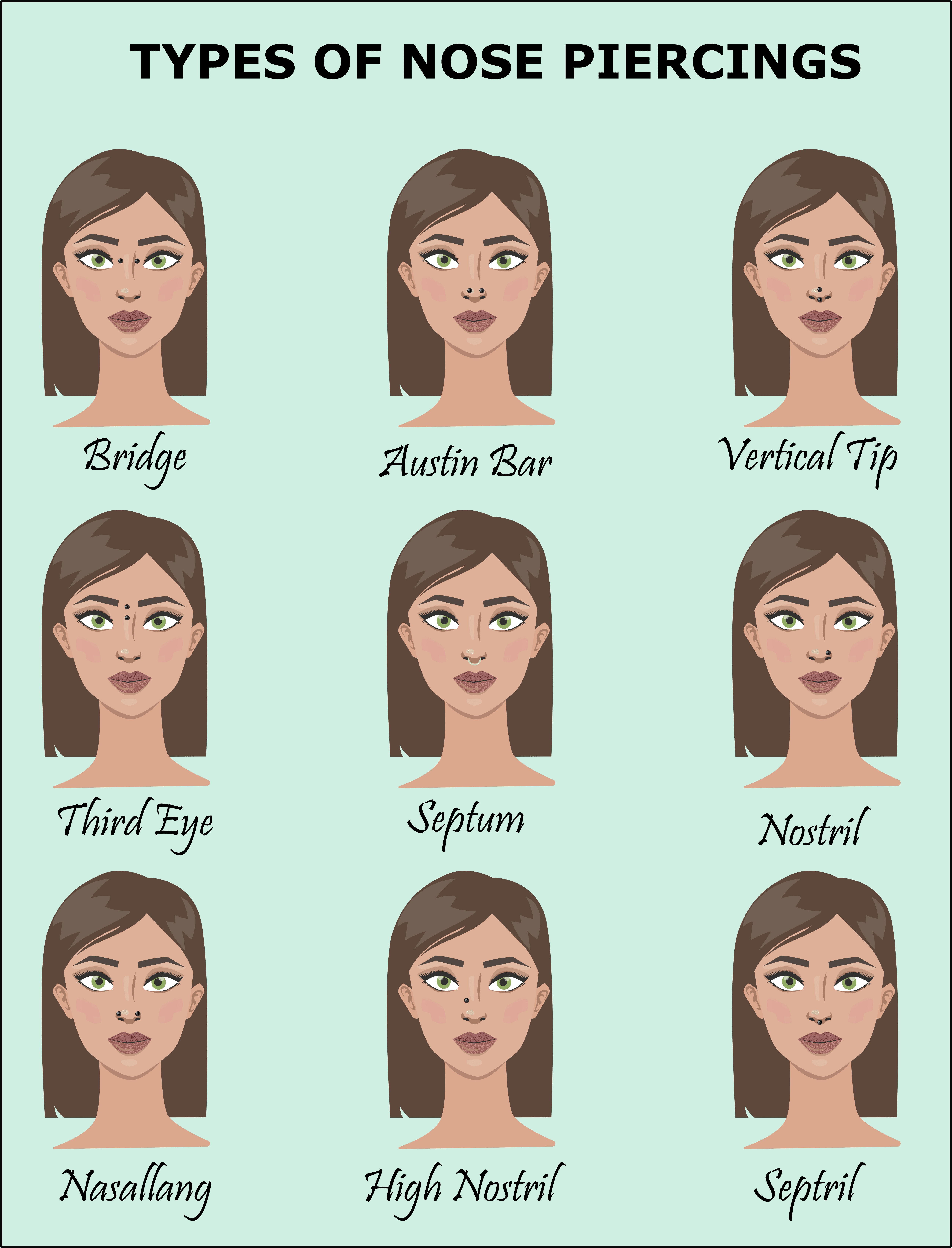 nostril nose piercings on different nose shapes