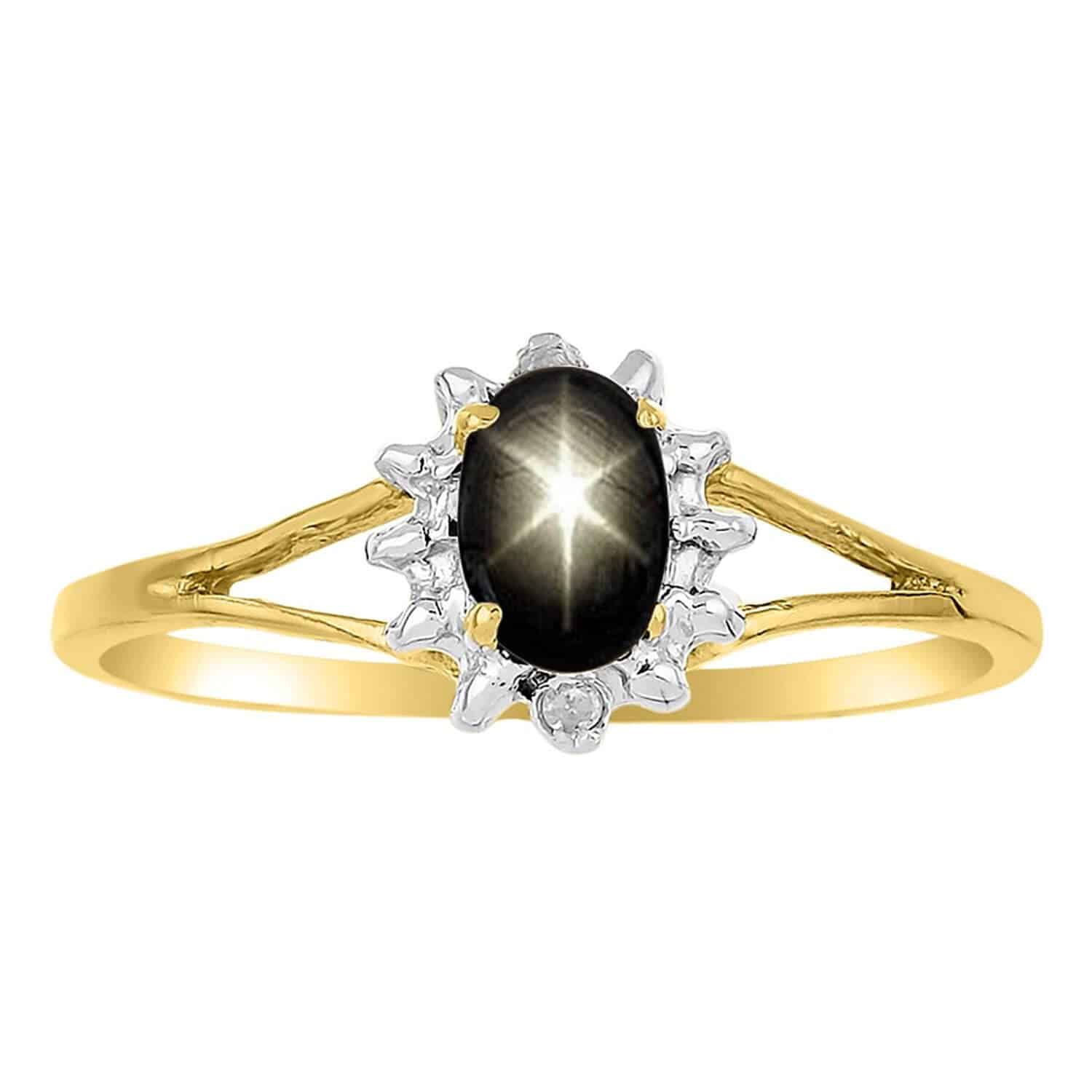 9ct Black Sapphire & Diamond Ring Tdw=.10ct in Black | Prouds