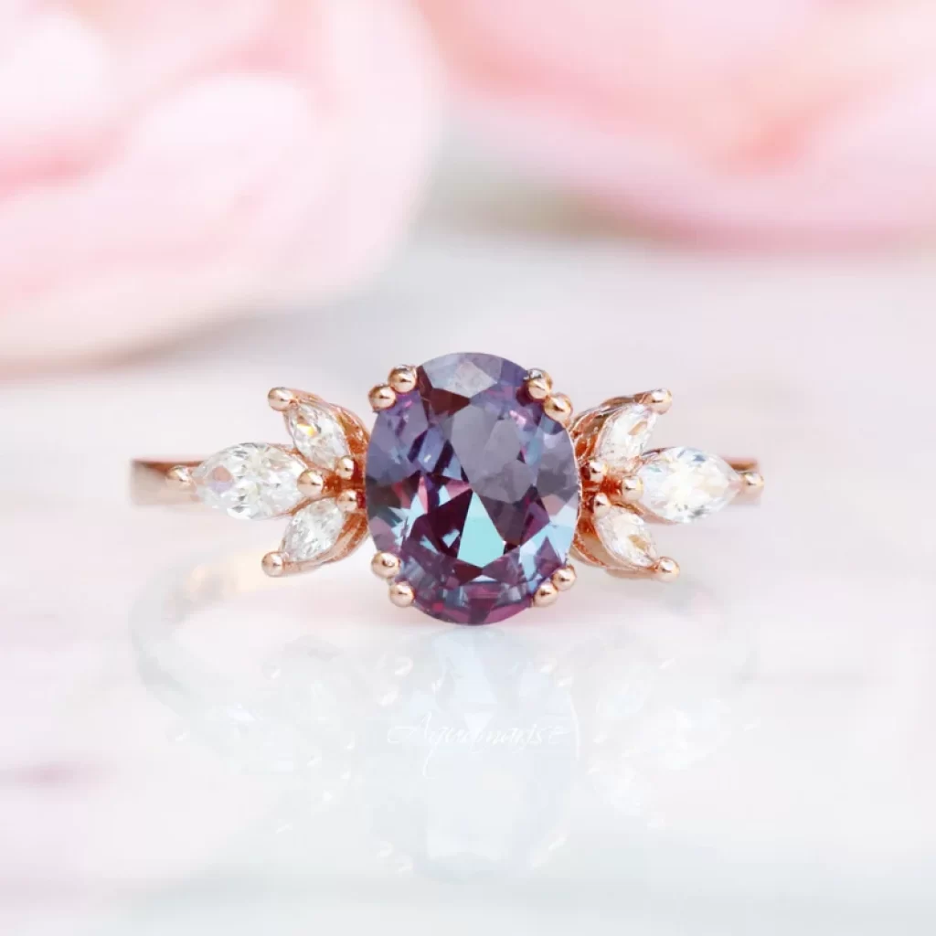 Buy Eva Alexandrite Ring 14K Rose Gold Vermeil Ring Engagement Ring Promise  Ring Color Changing Stone June Birthstone Anniversary Gift for Her Online  in India - Etsy